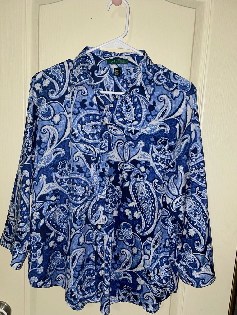 Ralph Lauren Navy & Light Blue Paisley Top .